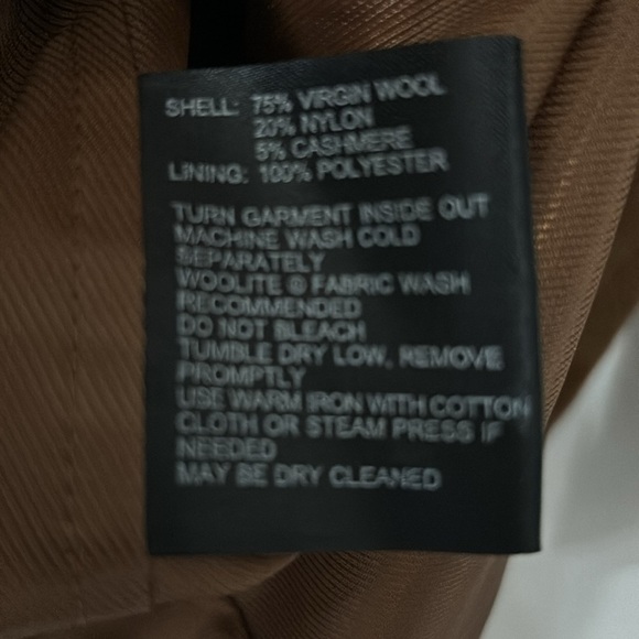 Bernardo Collection Brown Coat Jacket Wool Cashmere Zipper Classic Size Small - Picture 5 of 7